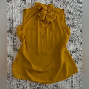 New York & Company Mustard Sleeveless Blouse High Neck